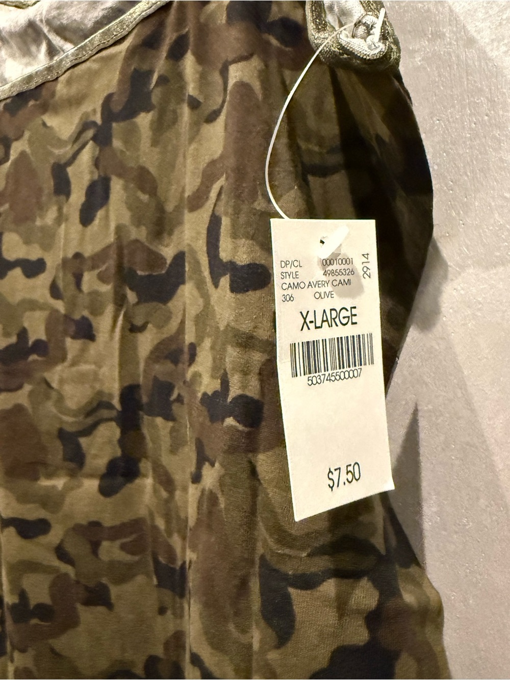 Wet Seal Olive Green Camo Tank Top